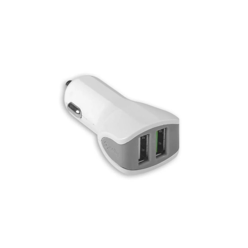 Celly 2 USB-A 3.4 17W Turbo Car Charger - White - شاحن سيارة